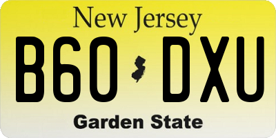 NJ license plate B60DXU