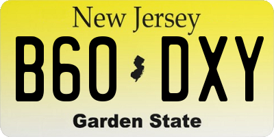 NJ license plate B60DXY