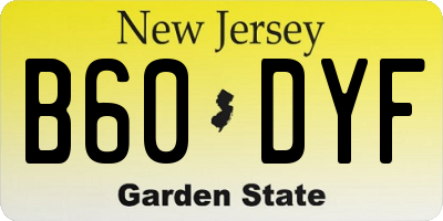 NJ license plate B60DYF
