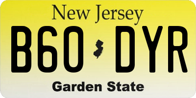NJ license plate B60DYR