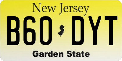 NJ license plate B60DYT