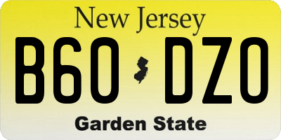 NJ license plate B60DZO