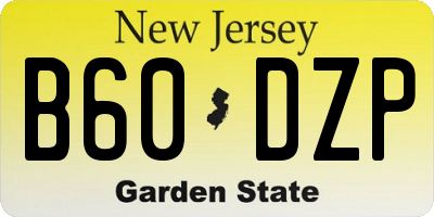 NJ license plate B60DZP