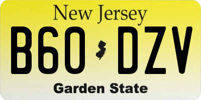 NJ license plate B60DZV
