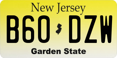 NJ license plate B60DZW