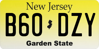 NJ license plate B60DZY