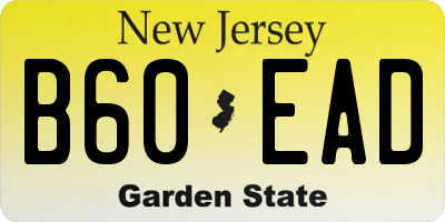 NJ license plate B60EAD