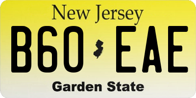 NJ license plate B60EAE