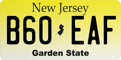 NJ license plate B60EAF