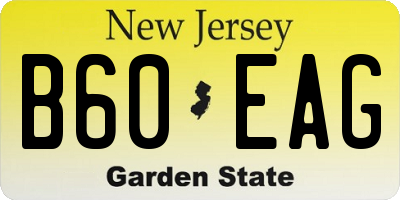 NJ license plate B60EAG