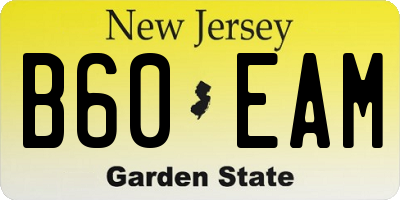 NJ license plate B60EAM