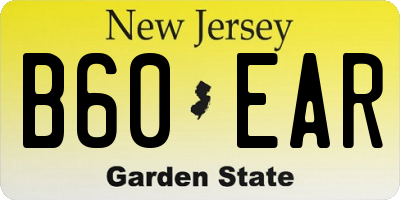 NJ license plate B60EAR