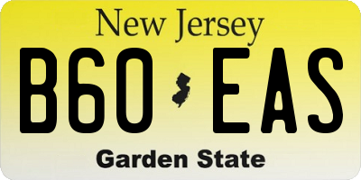 NJ license plate B60EAS