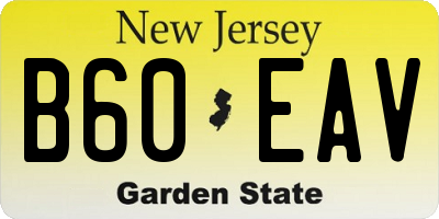 NJ license plate B60EAV