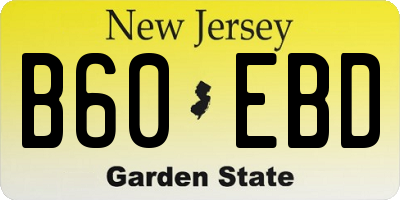 NJ license plate B60EBD
