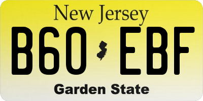 NJ license plate B60EBF
