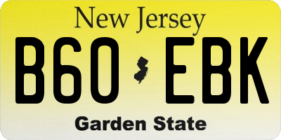 NJ license plate B60EBK