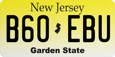 NJ license plate B60EBU