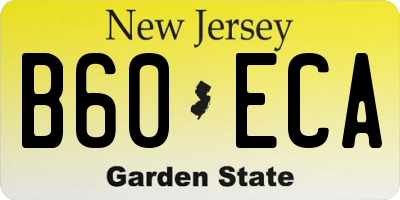NJ license plate B60ECA