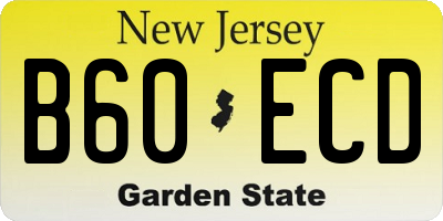 NJ license plate B60ECD