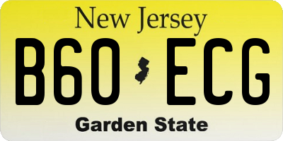 NJ license plate B60ECG