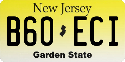 NJ license plate B60ECI