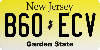 NJ license plate B60ECV