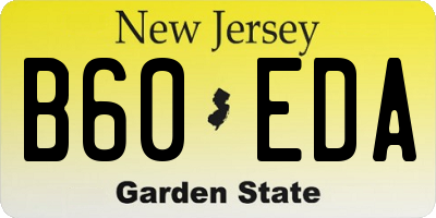 NJ license plate B60EDA