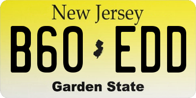 NJ license plate B60EDD