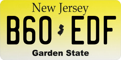 NJ license plate B60EDF