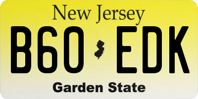 NJ license plate B60EDK