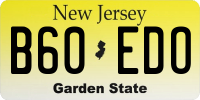 NJ license plate B60EDO