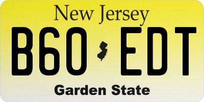 NJ license plate B60EDT