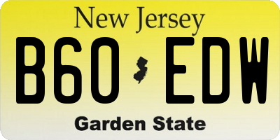 NJ license plate B60EDW