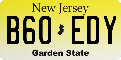 NJ license plate B60EDY