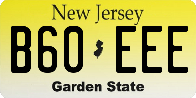 NJ license plate B60EEE
