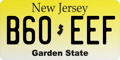 NJ license plate B60EEF