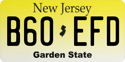 NJ license plate B60EFD