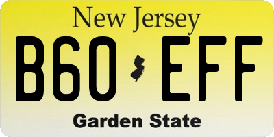 NJ license plate B60EFF
