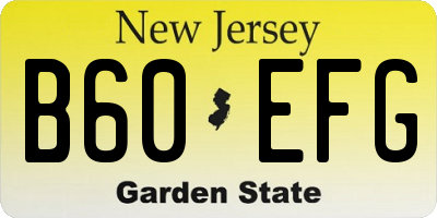 NJ license plate B60EFG