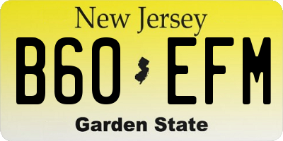 NJ license plate B60EFM