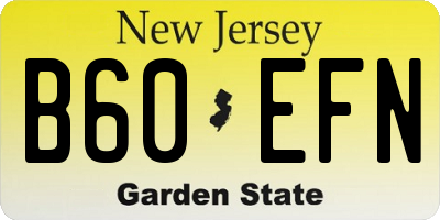 NJ license plate B60EFN