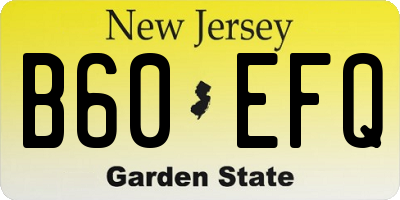 NJ license plate B60EFQ