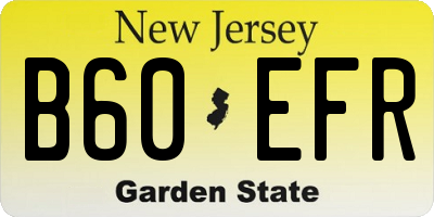 NJ license plate B60EFR