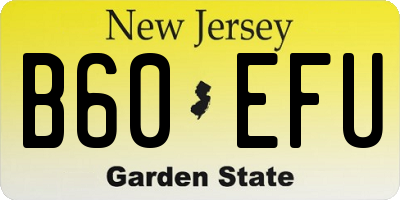 NJ license plate B60EFU