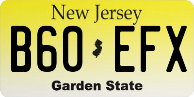 NJ license plate B60EFX