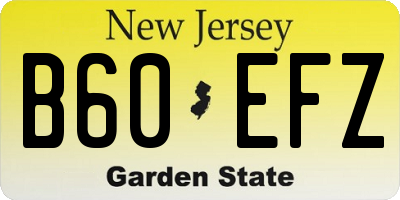 NJ license plate B60EFZ