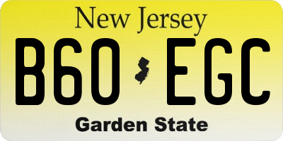 NJ license plate B60EGC