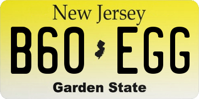 NJ license plate B60EGG