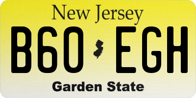 NJ license plate B60EGH